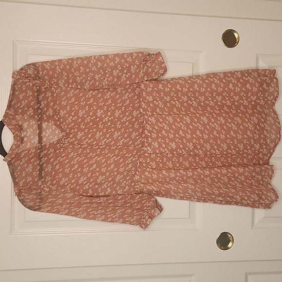 Forever 21 Women's Orange White V- Neck With Tie Floral Print Dress Size S/P - Picture 14 of 15